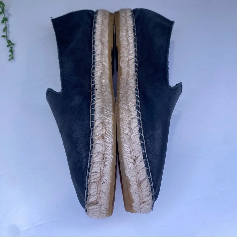 Free People Laurel Canyon Black Suede Espadrille Flats Loafers Size 37 Spain